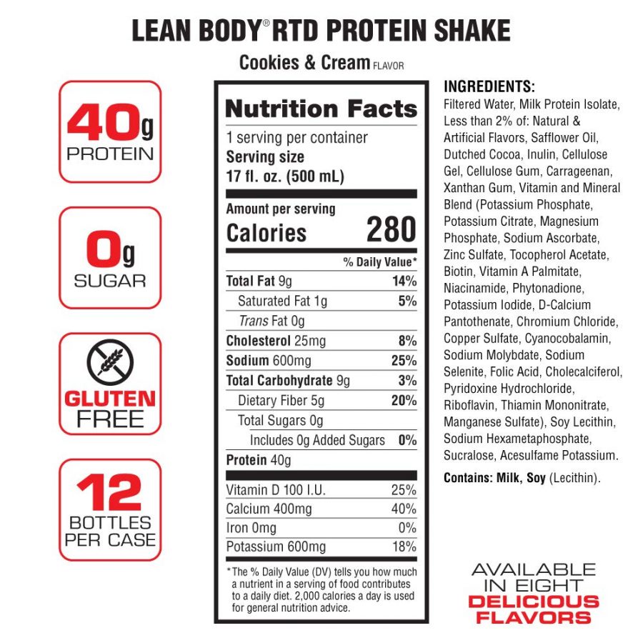 Labrada – Protein Shake 500ml (Cookie & Cream) – label