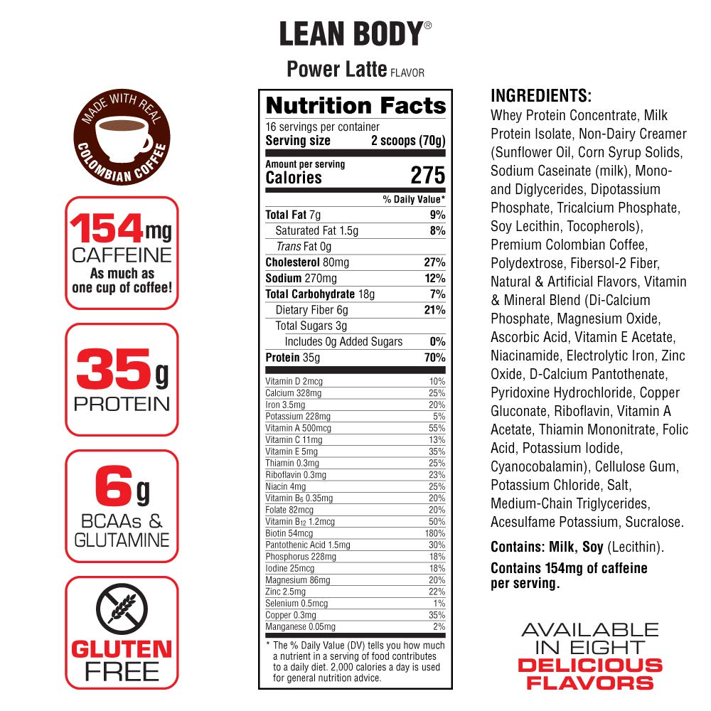 Labrada – Lean Body Jug – Facts Label – Power Latte