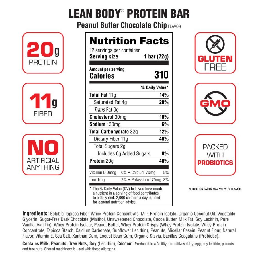 Labrada – protein bar (Peanut Butter Chocolate Chip) – label