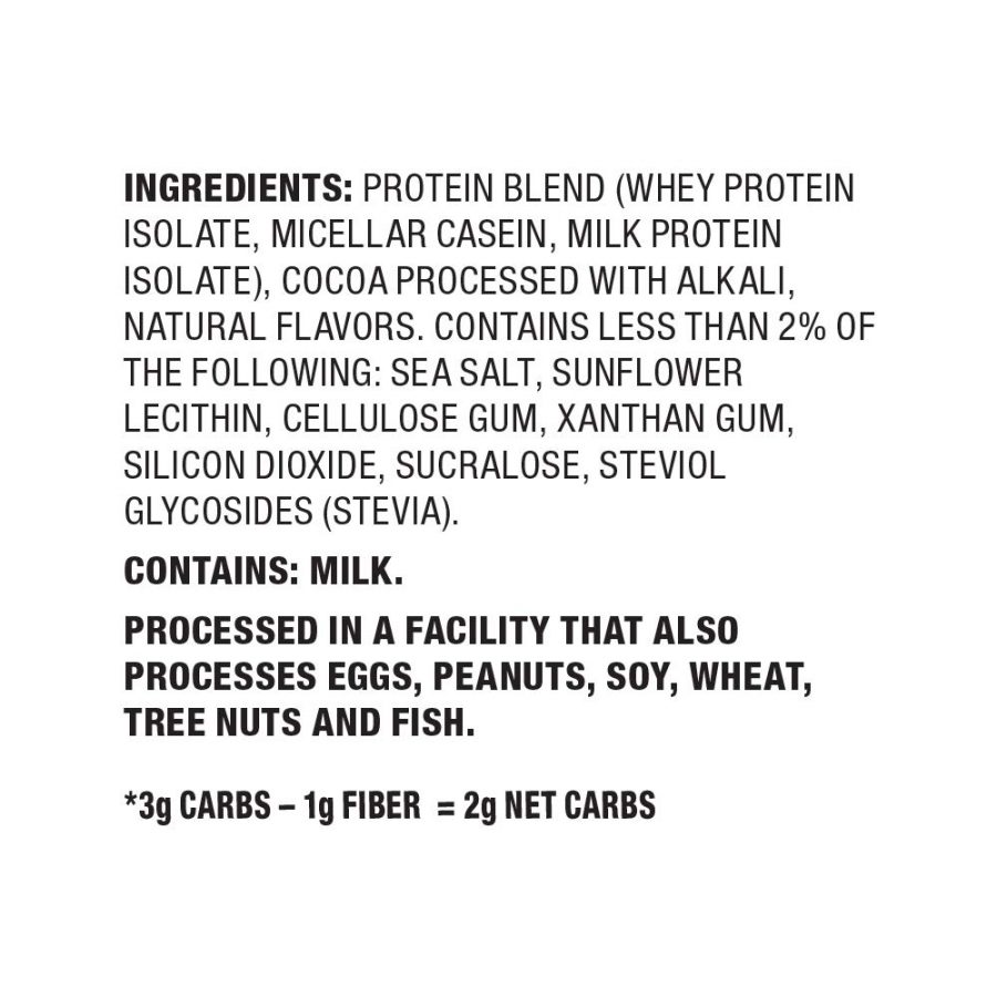 Quest Protein – Chocolate Milkshake – Ingredient list