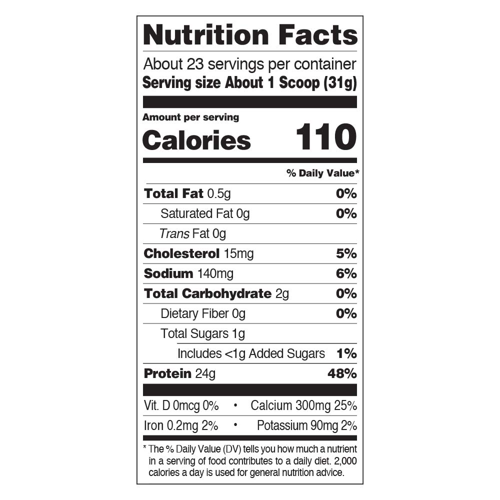 Quest Protein – Vanilla Milkshake – fact label