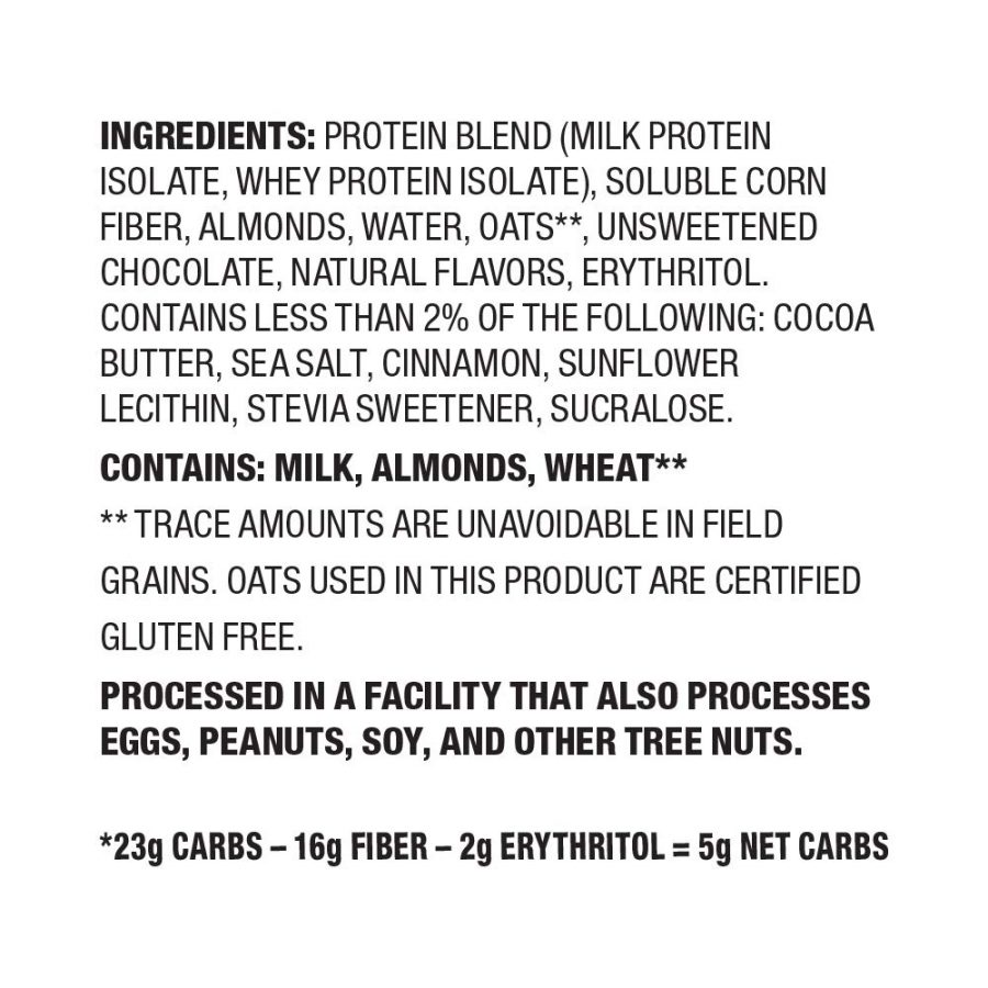 Quest bar – Oatmeal Chocolate Chip – ingredient list