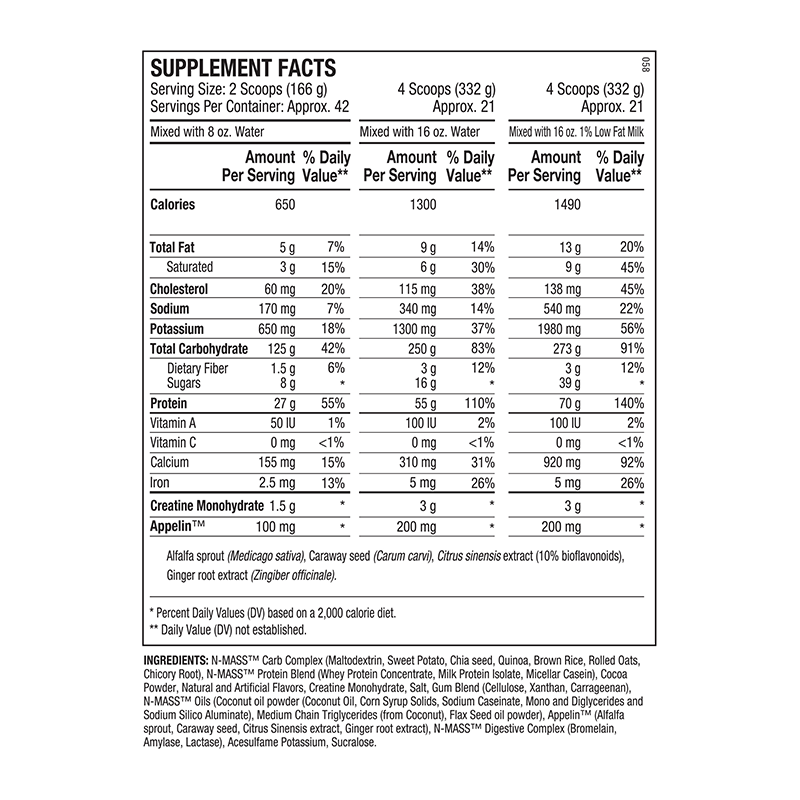 Supplement Facts – N-Mass 12lbs_800x800
