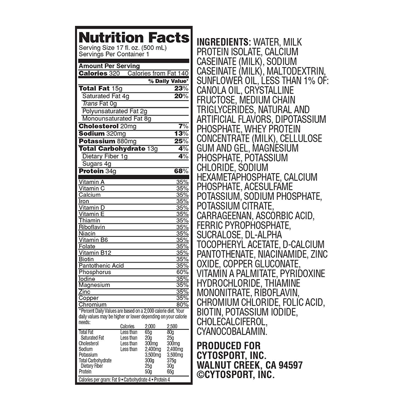 MuscleMilk – RTD – Original protein shake – Vanilla – Ingredient list_800x800