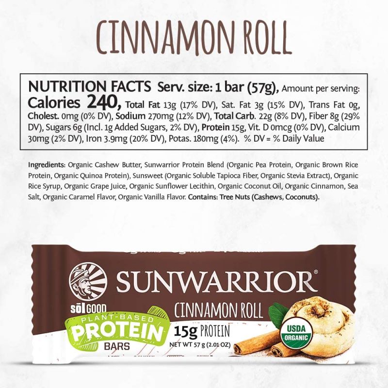 Sunwarrior – Protein Bars (Cinnamon Roll) – label 800×800